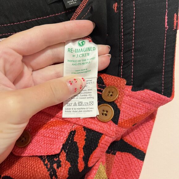 J. Crew High-Waisted Kickout Crop Pant Trousers in Palm-Print Grasscloth 00 - Picture 10 of 10